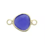 14x9mm Faceted drop-shaped spacer 2 loops - Gold Tone / Dark Blue x1