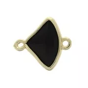 15x12mm Faceted fan-shaped spacer 2 loops - Gold Tone / Black x1