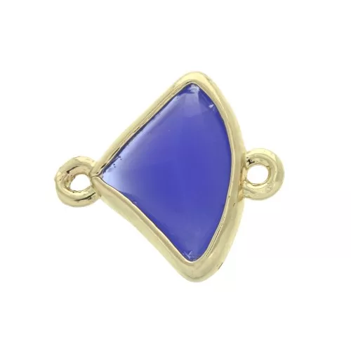 15x12mm Faceted fan-shaped spacer 2 loops - Gold Tone / Dark Blue x1