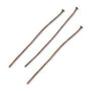 Head pin 50x0.7mm hard Old copper tone x25