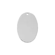 26.5x17mm Hammered brass oval pendant - Rhodium Tone x1