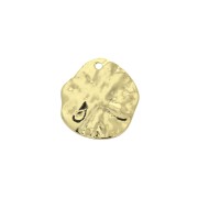 16mm Hammered brass irregular round charm - Gold Tone x1|raw }}