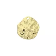 16mm Hammered brass irregular round charm - Gold Tone x1