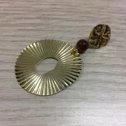 16mm Hammered brass irregular round charm - Gold Tone x1