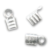 925 Sterling Silver striped end clip 4mm x10|raw }}