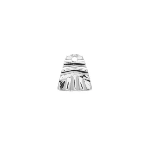 10.5x9mm Brass Irregular pleated effect trapeze charm - Rhodium Tone x1