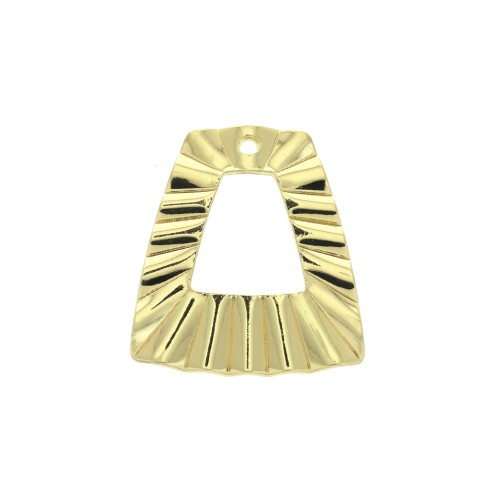 21x19mm Brass Irregular pleated effect trapeze pendant - Gold Tone x1