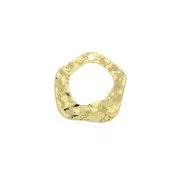 16.5x15mm Brass Irregular hammered charm - Gold Tone x1