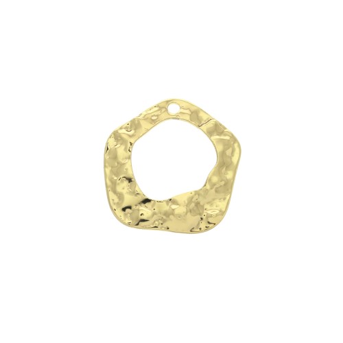 16.5x15mm Brass Irregular hammered charm - Gold Tone x1