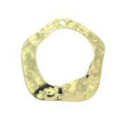 25x24mm Brass Irregular hammered pendant - Gold Tone x1