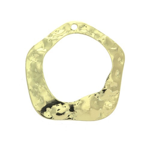 25x24mm Brass Irregular hammered pendant - Gold Tone x1