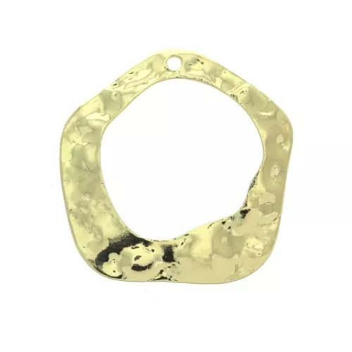 25x24mm Brass Irregular hammered pendant - Gold Tone x1