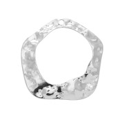 25x24mm Brass Irregular hammered pendant - Rhodium Tone x1