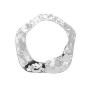 25x24mm Brass Irregular hammered pendant - Rhodium Tone x1