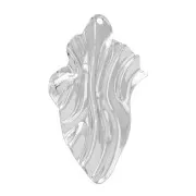 45x25mm Brass Irregular pleated effect pendant - Rhodium Tone x1