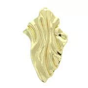 45x25mm Brass Irregular pleated effect pendant - Gold Tone x1