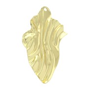 45x25mm Brass Irregular pleated effect pendant - Gold Tone x1