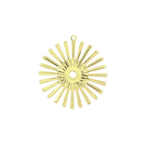 28x25.5mm Brass sun pendant for DIY jewels - Gold Tone x1