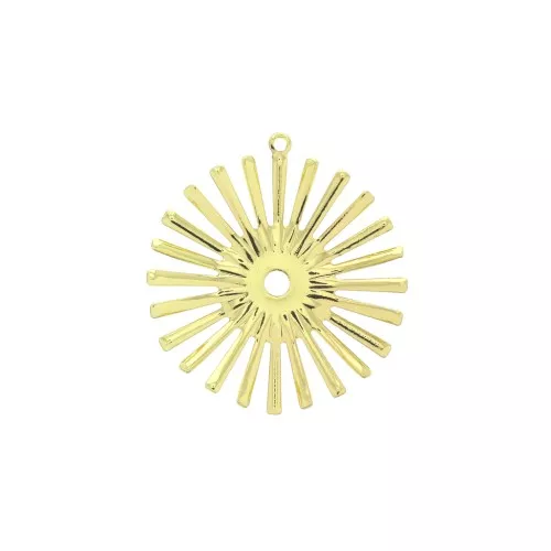 28x25.5mm Brass sun pendant for DIY jewels - Gold Tone x1