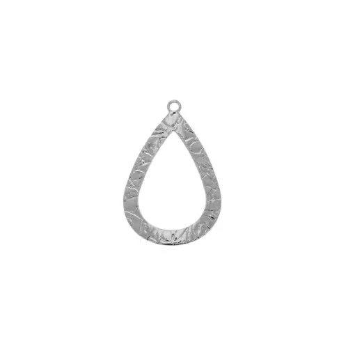 26x16.5mm Hammered curved drop charm - Rhodium Tone x1