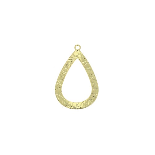 26x16.5mm Hammered curved drop charm - Gold Tone x1