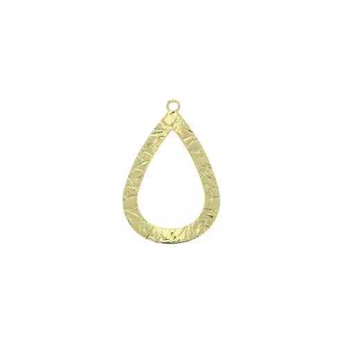 26x16.5mm Hammered curved drop charm - Gold Tone x1