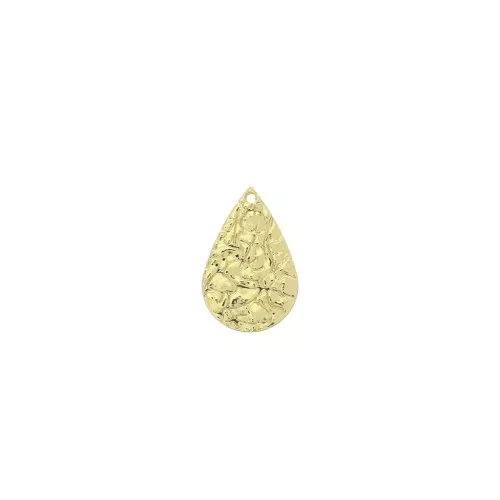 18x11mm hammered drop charm - Gold Tone x1