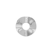 24mm Brass crumpled effect Irregular round pendant - Rhodium Tone x1