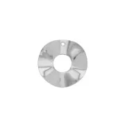 24mm Brass crumpled effect Irregular round pendant - Rhodium Tone x1