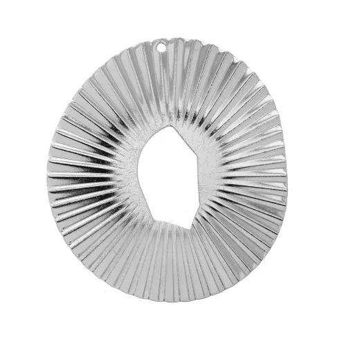 42x38mm Brass irregular openworked pendant with a pleated effect - Rhodium Tone x1