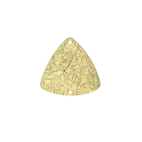 26mm 2-hole Hammered irregular triangle spacer - Gold Tone x1
