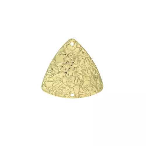 26mm 2-hole Hammered irregular triangle spacer - Gold Tone x1