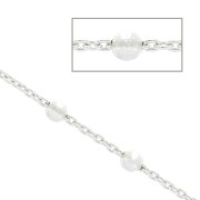 925 Sterling silver oval cable mesh chain with 2.5mm (1x1) round beads x 50 cm|raw }}