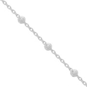 925 Sterling silver oval cable mesh chain with 2.5mm (1x1) round beads x 50 cm