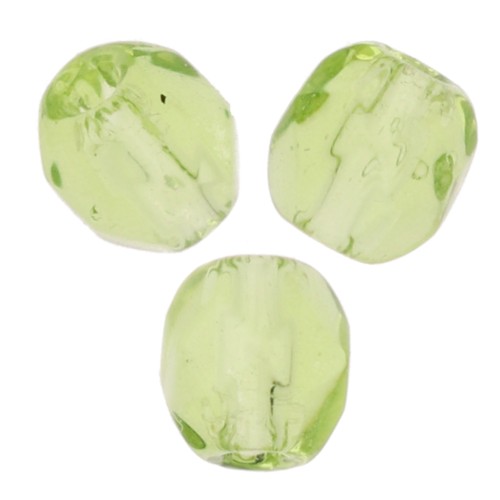 Fire Polished faceted round beads 3 mm Light Olivine x50
