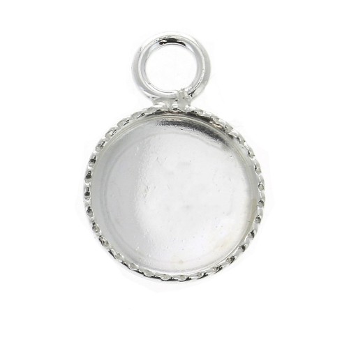 925 Sterling Silver Pendant setting for 8 mm flat back cabochon x1