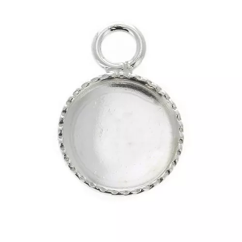 925 Sterling Silver Pendant setting for 8 mm flat back cabochon x1