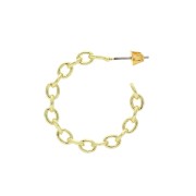 29mm Brass hoop earrings with a mesh chain effect to decorate - Gold Tone x2