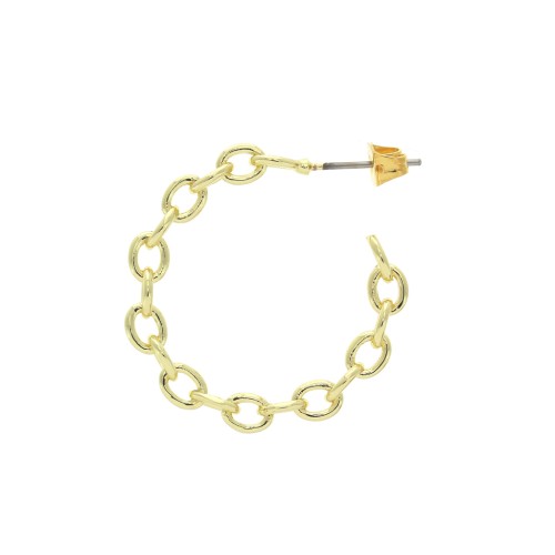 29mm Brass hoop earrings with a mesh chain effect to decorate - Gold Tone x2