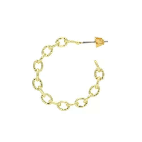 29mm Brass hoop earrings with a mesh chain effect to decorate - Gold Tone x2