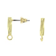 13.5x2.5mm bar brass earstuds with open jump ring to decorate - Gold Tone x2|raw }}