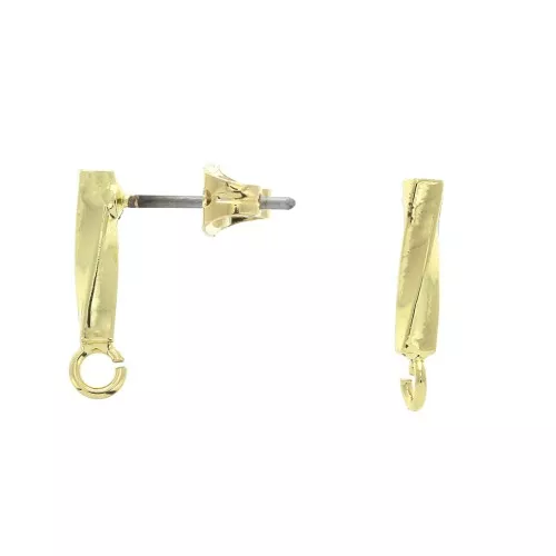 13.5x2.5mm bar brass earstuds with open jump ring to decorate - Gold Tone x2