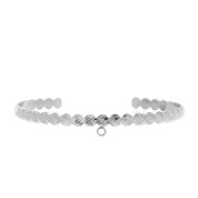 4.6x160mm Brass striated cuff bracelet with closed jump ring - Rhodium Tone x1|raw }}