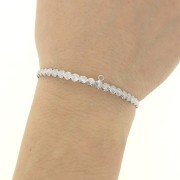 4.6x160mm Brass striated cuff bracelet with closed jump ring - Rhodium Tone x1