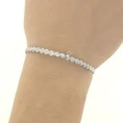 4.6x160mm Brass striated cuff bracelet with closed jump ring - Rhodium Tone x1