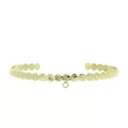 4.6x160mm Brass striated cuff bracelet with closed jump ring - Gold Tone x1