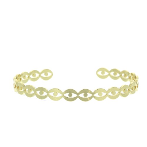 6x160mm Brass eye cuff bracelet to decorate - Gold Tone x1