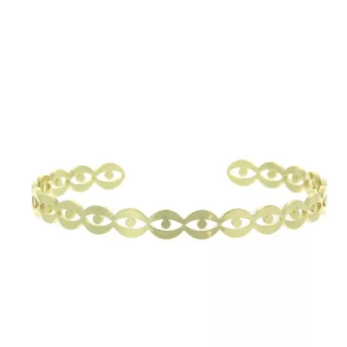 6x160mm Brass eye cuff bracelet to decorate - Gold Tone x1
