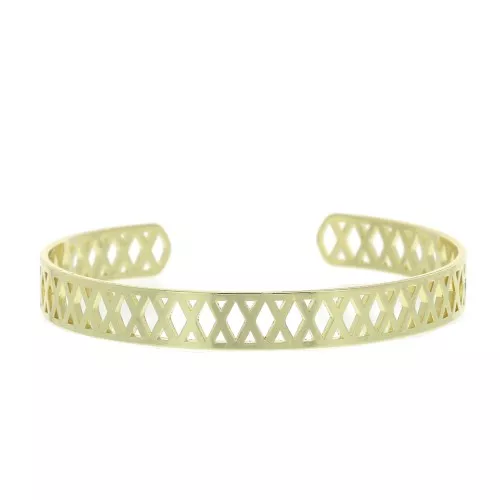 8x160mm Brass rhombus cuff bracelet to decorate - Gold Tone x1