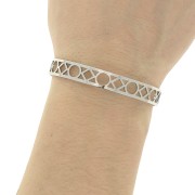 9x160mm Brass geometric cuff bracelet to decorate - Rhodium Tone x1